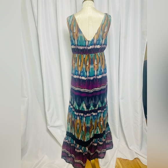 Boho Chic Maxi Dress with Crochet Detail and Frilly Sleeves - Size Large - Picture 5 of 12